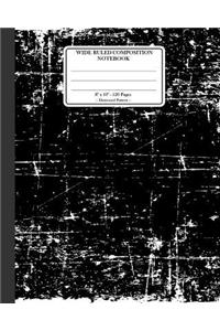 Wide Ruled Composition Notebook 8x 10. 120 Pages. Distressed Pattern