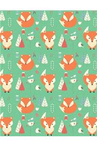 My Big Fat Bullet Journal Fox in Winter Pattern - Green: Jumbo Sized Dot Style Bullet Journal Notebook - 300 Plus Numbered Pages with 300 Dot Grid Pages, 6 Index Pages and 2 Key Pages in Large 8.5 X 11 Size