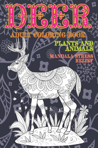 Adult Coloring Book Plants and Animals - Mandala Stress Relief - Deer