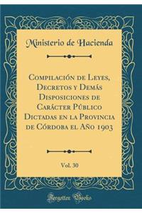 CompilaciÃ³n de Leyes, Decretos Y DemÃ¡s Disposiciones de CarÃ¡cter PÃºblico Dictadas En La Provincia de CÃ³rdoba El AÃ±o 1903, Vol. 30 (Classic Reprint)