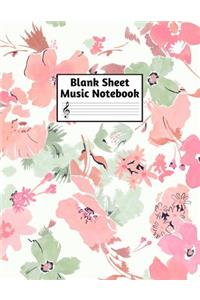 Blank Sheet Music Notebook: Easy Blank Staff Manuscript Book Large 8.5 X 11 Inches Musician Paper Wide 12 Staves Per Page for Piano, Flute, Violin, Guitar, Trumpet, Drums, Cell