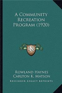 Community Recreation Program (1920)
