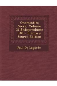 Onomastica Sacra, Volume 31; Volume 340