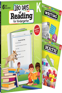 180 Days of Reading, Writing and Math for Kindergarten 3-Book Set