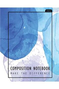 Composition Notebook: Watercolor Pastel Design, 110 Ruled Pages (8x10 Inches) 100% Notebook