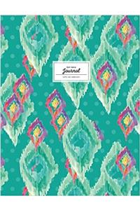 Dot Grid Journal Boho Ikat Watercolor Teal (Dot Grid & Bullet)