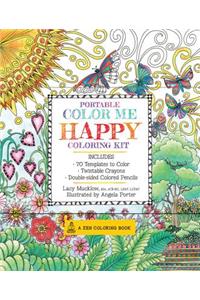 Portable Color Me Happy Coloring Kit: Includes Book, Colored Pencils and Twistable Crayons