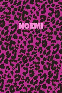 Noemi: Personalized Pink Leopard Print Notebook (Animal Skin Pattern). College Ruled (Lined) Journal for Notes, Diary, Journaling. Wild Cat Theme Design wi