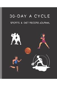 30-day A Cycle, Sports & Diet Record Journal