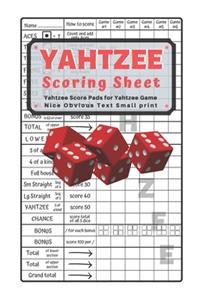 Yahtzee Scoring Sheet