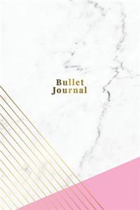 Bullet Journal: Marble + Gold Trendy Journal - 120-Page 1/4 Inch Dot Grid Notebook- 6 X 9 Marble & Gold Perfect Bound Softcover