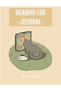 Reading Log Journal Coffee Cat And Book