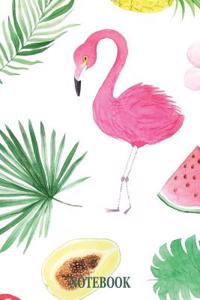 Notebook: Notebook and Journal for All Ages, Exercise and Composition Book and More (Parrots and Flamingos Patterned)