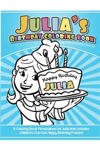 Julia's Birthday Coloring Book Kids Personalized Books