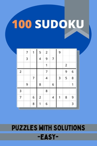 100 Easy Sudoku Puzzle Book for Adults, Mini Print