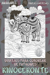 Dibujos para colorear de patrones - Líneas gruesas - Animales - Rinoceronte