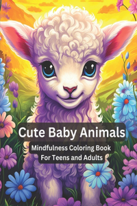 Cute Baby Animals - Mindfulness Coloring Book for Teens and Adults: Mandala Animal Coloring Pages Anti Stress and Anxiety Relief