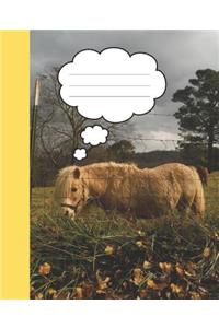 Cute Pony Yellow Miniature Horse Wide-ruled Lined School Composition Notebook