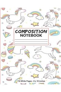 Composition Notebook 110 White Pages 8x10 inches