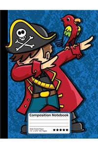 Dabbing Pirate And Parrot Composition Notebook