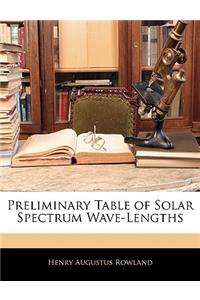 Preliminary Table of Solar Spectrum Wave-Lengths