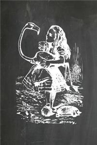 Alice in Wonderland Chalkboard Journal - Alice and The Flamingo