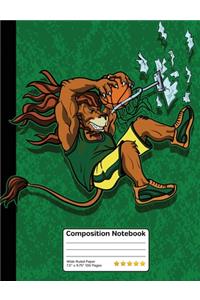 Lion Basketball Player Mascot Slam Dunk Composition Notebook
