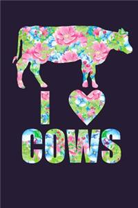 I Love Cows Floral Notebook Journal