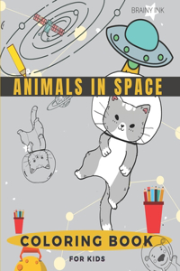 Animals in Space Coloring Book for Kids
