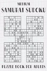 Samurai Sudoku Puzzle Book for Adults - Medium