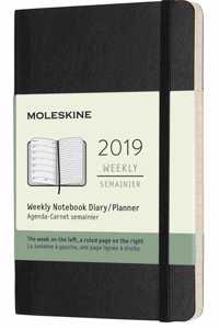 2019 Moleskine Notebook Black Pocket Weekly 12-month Diary Soft