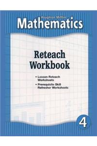 Houghton Mifflin Mathmatics: Reteach Workbook Consumable Level 4