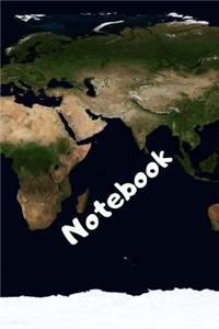 Notebook: Notebook / Travel Diary with Map or Landscape Cover - Wide Ruled Line Paper