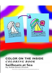 COLOR ON THE INSIDE COLORING BOOK Sailboats at Sea by Artist Grace Divine
