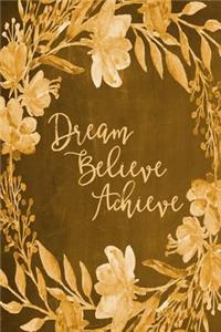 Chalkboard Bullet Dot Grid Journal - Dream Believe Achieve (Yellow)