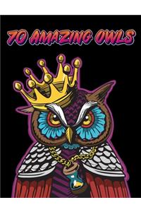 70 Amazing Owls: Owl Coloring Book For Adults Stress Relieving Designs, 70 Amazing Patterns, Coloring Book For Adults Relaxation.