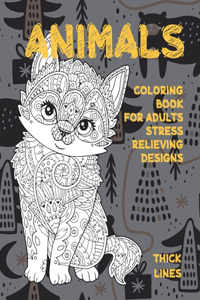 Coloring Book for Adults Stress Relieving Designs - Animals - Thick Lines