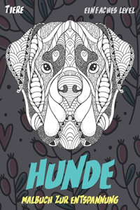 Malbuch zur Entspannung - Einfaches Level - Tiere - Hunde