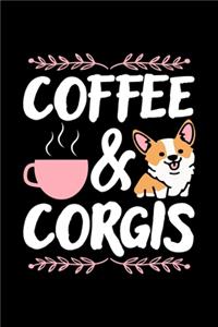 Coffee & Corgis: Black Composition Journal Diary Notebook - For Pet Dog Owners Lovers Teens Girls Students Teachers Adults Moms- College Ruled Lined Pages - 6x9 120 