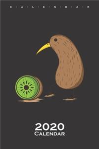 Kiwi bird with a sliced Kiwi fruit Calendar 2020: Annual Calendar for animal friends, who love the flightless kiwi bird from New Zealand