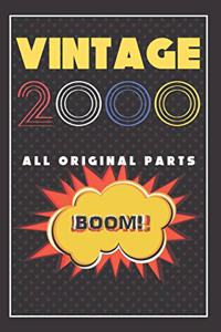 Vintage Journal: Birthday Gifts For Him. Blank Lined Paperback Journal. Retro Style Comics Present For Anyone Born On 2000 Year Old Men.