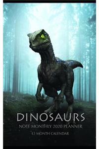 Dinosaurs Note Monthly 2020 Planner 12 Month Calendar
