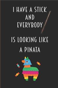 I Have A Stick And Everybody Is Looking Like A Pinata: Blank Notebook Journal to Write In Lined 6x9 Gift