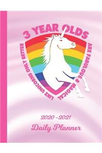 Daily Planner: 3 Year Old 3rd B-Day Pink 1 Year Organizer (12 Months) - 2020 - 2021 Planning - I'm Three Appointment Calendar Schedule - 365 Pages for Planning - J