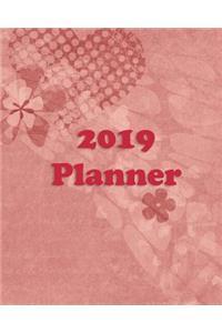2019 Planner: Weekly Planner Monthly Planner 8x10 120 Pages Notes to Do Lists Maroon Hearts