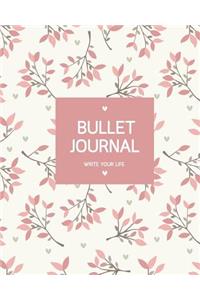 Bullet Journal Dot Grid, Daily Dated Notebook Diary, Sweet Pink Pretty Japanese Blossom Cover: Large Quarterly Bullet Journal Blank Pages with Number, 150p, 8x10