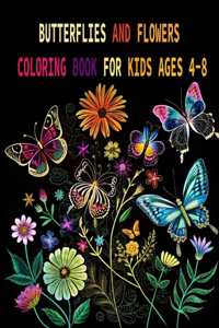 Butterflies and Flowers Coloring Book for kids ages 4-8