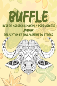 Livre de coloriage Mandala pour adultes - Relaxation et soulagement du stress - Animaux - Buffle