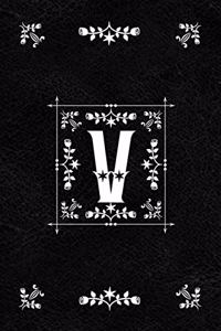 Scandinavian Design Floral Monogram Daily Journal Notebook - Letter V