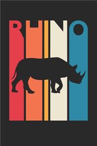 Vintage Rhino Notebook - Gift for Animal Lover - Colorful Rhino Diary - Retro Rhino Journal